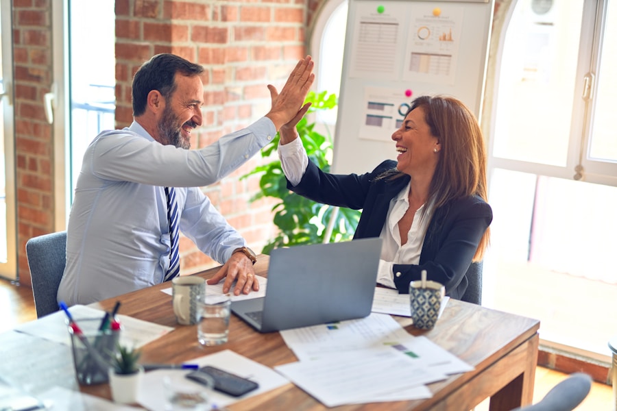 Business team collaborating in a professional setting